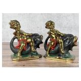 Cupid Riding a Dolphin Bookends