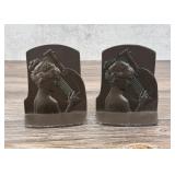Art Nouveau Woman Playing Harp Bookends