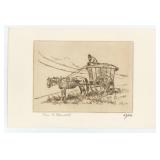 Ace Powell Engraving Indian Hay Wagon