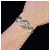 WW2 Trench Art Sterling Silver Coin Bracelet