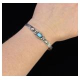 Old Pawn Navajo Sterling Silver Turquoise Bracelet