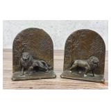 Antique Cast Metal Lion Bookends