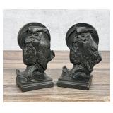Galvano Bronze Clad Owl & Moon Brass Bookends 177