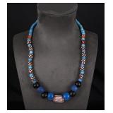 Blue White Heart Indian Trade Beads Chevron