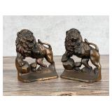 Roaring Lion Cast Iron Bookends