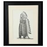 Gary Zaboly Two Moon Indian Drawing