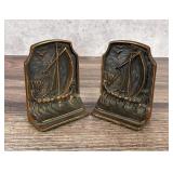 Cast Iron Viking Ship Bookends
