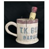 T.K. Buck Occupational Wood Barber Trade Sign