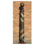 Outstanding Antique Painted Wood Barber Pole