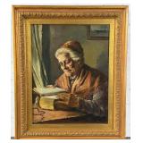 Reading the Family Bible Painting