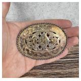 Sterling Silver 14k Gold Cowboy Belt Buckle