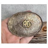 Sterling Silver 14k Gold Cowboy Belt Buckle