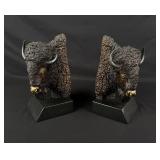 Fred Boyer Montana Buffalo Bull Bronze Bookends