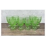 L.E. Smith Glass Hobnail Footed Water Goblets