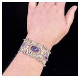 Taxco Mexico Sterling Silver Amethyst Bracelet