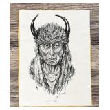 Ron Foreman Montana Indian Charcoal Drawing