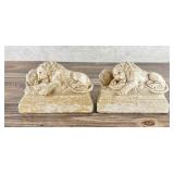 Italian Canova Lion Chalkware Bookends