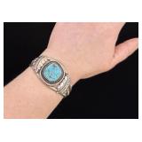 Old Pawn Navajo Sterling Silver Turquoise Bracelet