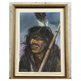 Watercolor Indian Warrior Painting