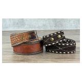 Pair of Vintage Western Leather Cowboy Belts