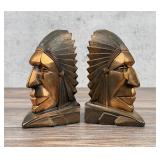 Dodge Art Deco Geometric Indian Chief Bookends