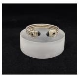 Mexican Sterling Triple Coil Onyx Bracelet