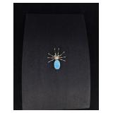 Navajo Sterling Silver Turquoise Spider Brooch