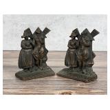 Verona Cast Iron Dutch Windmill Couple Bookends