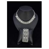 Rhinestone Costume Jewelry Necklace and Bracelet