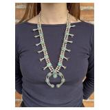 Navajo Sterling Silver Turquoise Squash Blossom