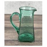 Blenko Art Glass Sea Green Square Pitcher