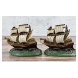 White Metal Mayflower Ship Bookends