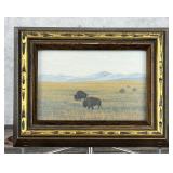 Harold Whitley Buffalo Gouache Painting