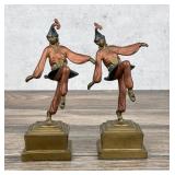 Armor Bronze Dancing Jesters Bookends