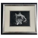 Robert Neaves Montana Scratchboard Bobcat