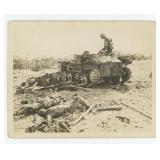 WW2 Invasion Of Peleliu Destroyed Jap Tank Photo