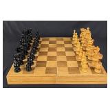 Antique Carved Chess Board and Pieces