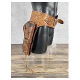 Cowboy Tooled Leather Holster Gun Belt Pistol Rig