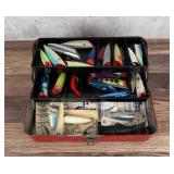 Vintage Fishing Tackle Box and Contents