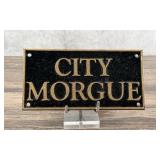City Morgue Cast Iron Sign Plaque