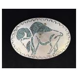Navajo Sterling Silver Buffalo Inlaid Belt Buckle