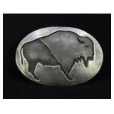 Navajo Sterling Silver Buffalo Belt Buckle