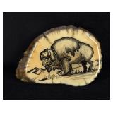 Montana Buffalo Elk Horn Belt Buckle