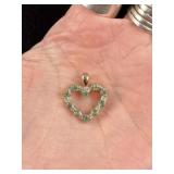 Sterling Silver Emerald Heart Pendant