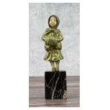 Georges Omerth Girl with Muff French Gilt Bronze