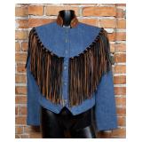 Diamond Denim & Leather Cowgirl Fringe Jacket