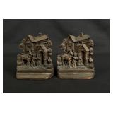 Village Scene Bronze Bookends