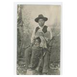 Native American Indian Man and Child RPPC Postcard