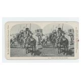Indians in War Dress and Cavalry Stereoview