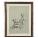 Ace Powell Black Bear Cubs Pastel Drawing